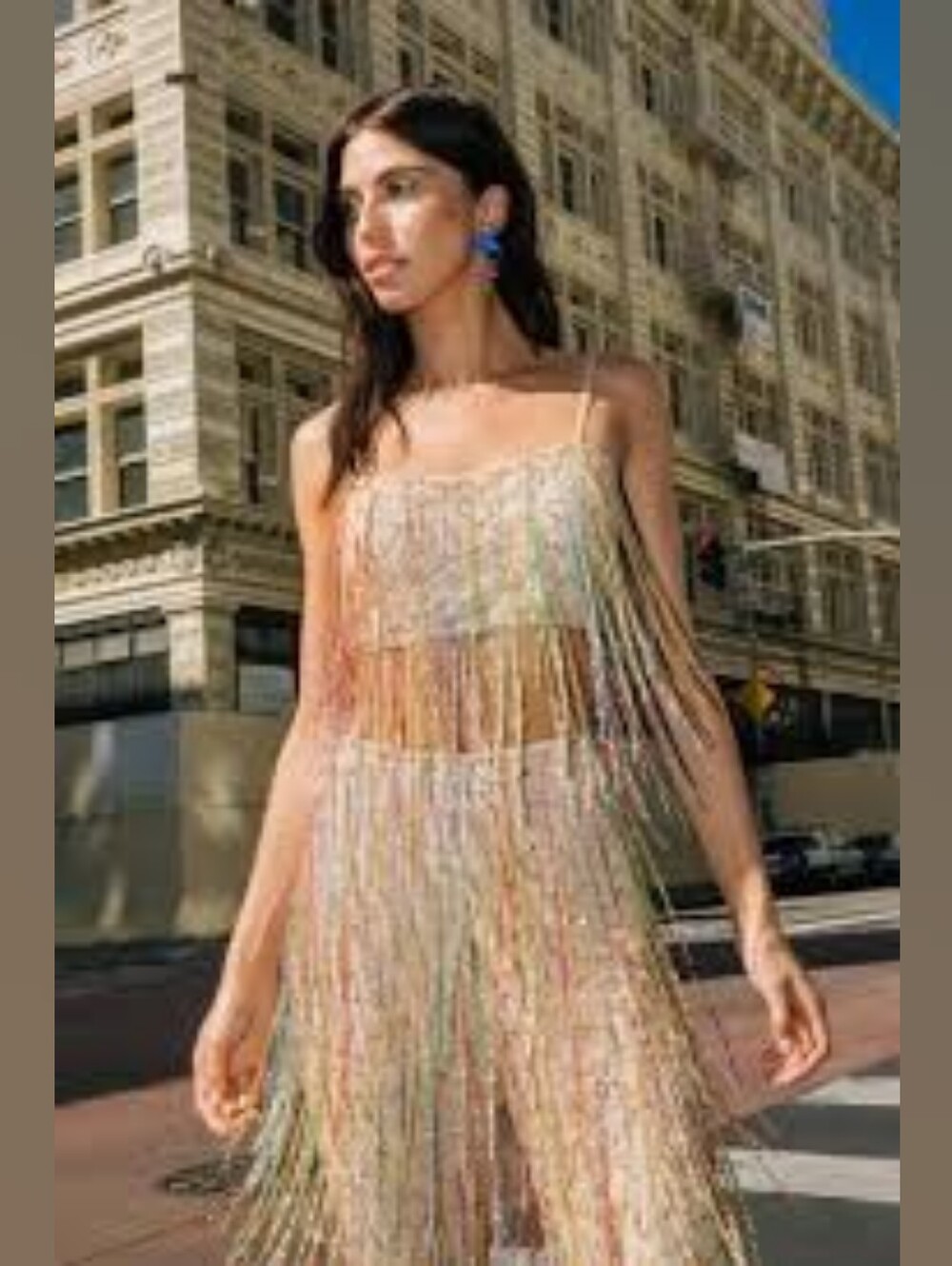 Nasty Gal Rainbow Beaded Fringe Sequin Crop Top US 6 Festival Concert Party - Picture 3 of 8